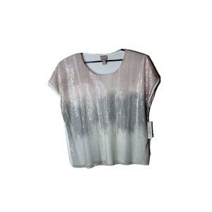 Chico's Size 3 NWT Women's  Alice Springs Sequin White Shirt Size XL t8